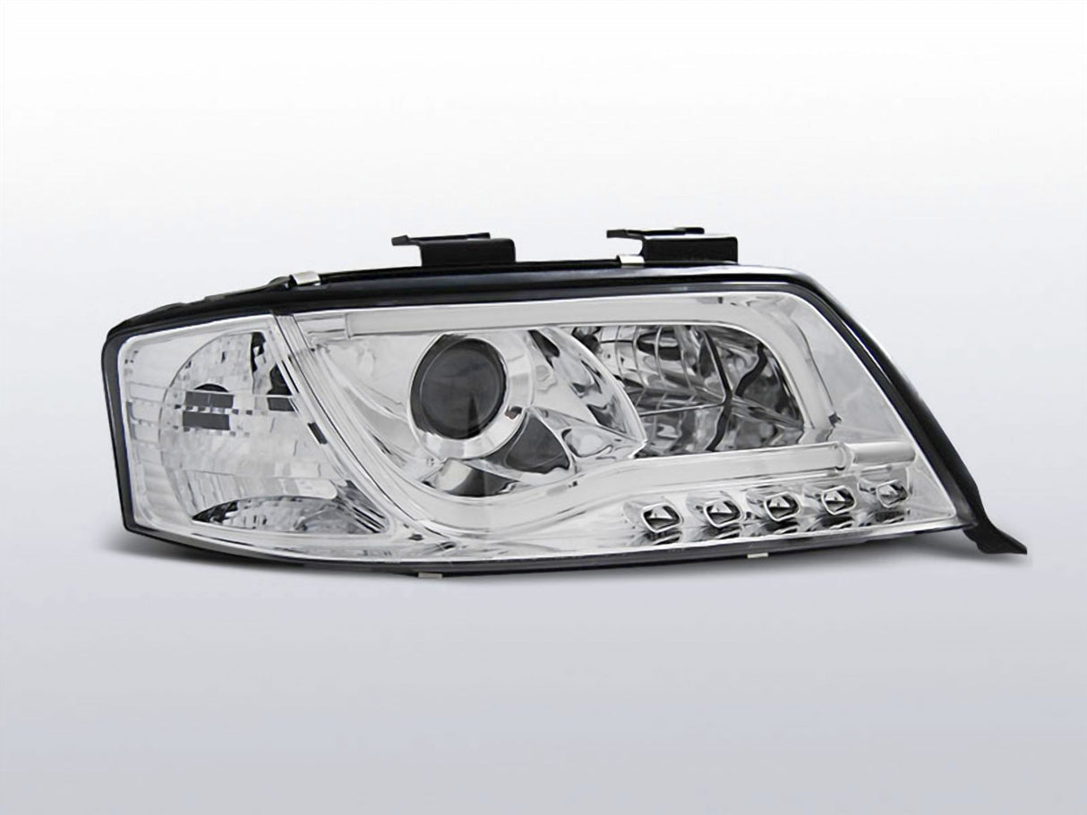 LED Tagfahrlicht Scheinwerfer Set für Audi A6 05.1997-05.2001 chrom