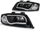 Led Light Tube Scheinwerfer in schwarz für Audi A6 C5 Facelift 06.01-05.2004