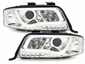 Chrom LED Scheinwerfer für Audi A6 C5 4B 06.01-05.2004 mit Tagfahrlicht Funktion