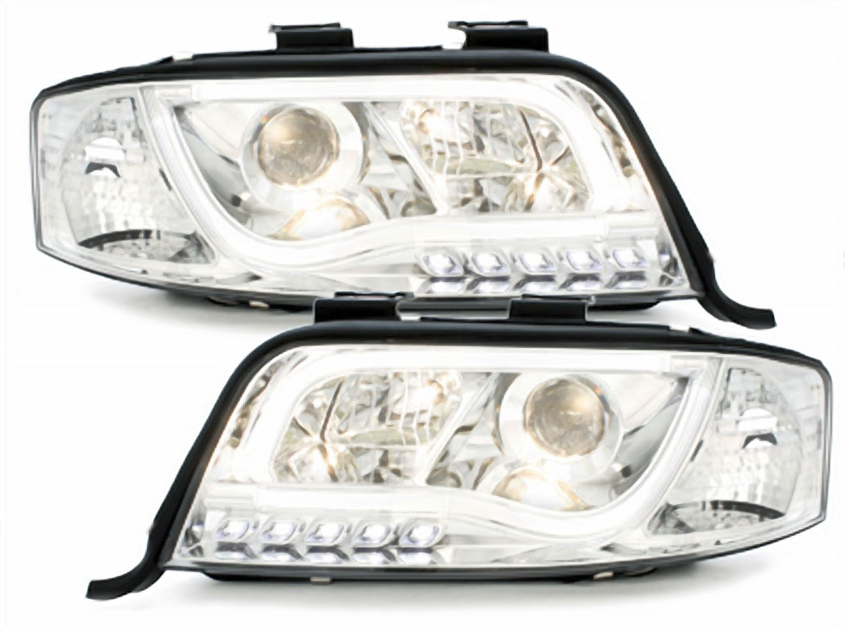 Led Tagfahrlicht Scheinwerfer in chrom für Audi A6 C5 4B 06.01-05.2004