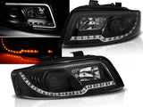 Led Light Tube Scheinwerfer in schwarz für Audi A4 B6 10.2000-10.2004