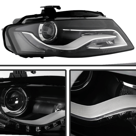 LED Scheinwerfer Set für Audi A4 B8 2008–2011 LED Tagfahrlicht Schwarz