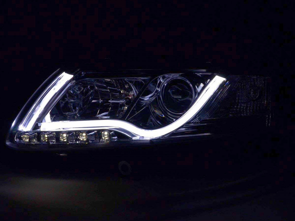 LED Light Tube Tagfahrlicht Scheinwerfer in chrom für Audi A6 C6 4F 04.2004-2008