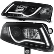 Scheinwerfer Set schwarz mit LED Light Tube Tagfahrlicht für 04.2004-2008 für Audi A6 C6