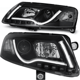 Scheinwerfer Set schwarz mit LED Light Tube Tagfahrlicht für 04.2004-2008 für Audi A6 C6