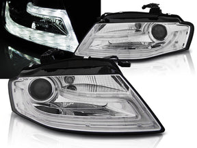 Chrom LED Scheinwerfer mit Light Tube Tagfahrlicht für Audi A4 B8 04.2008-2011