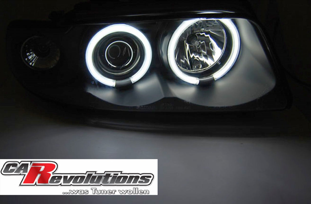 CCFL Angel Eyes Scheinwerfer Set für Audi A4 B5 in schwarz 11.1994-12.98