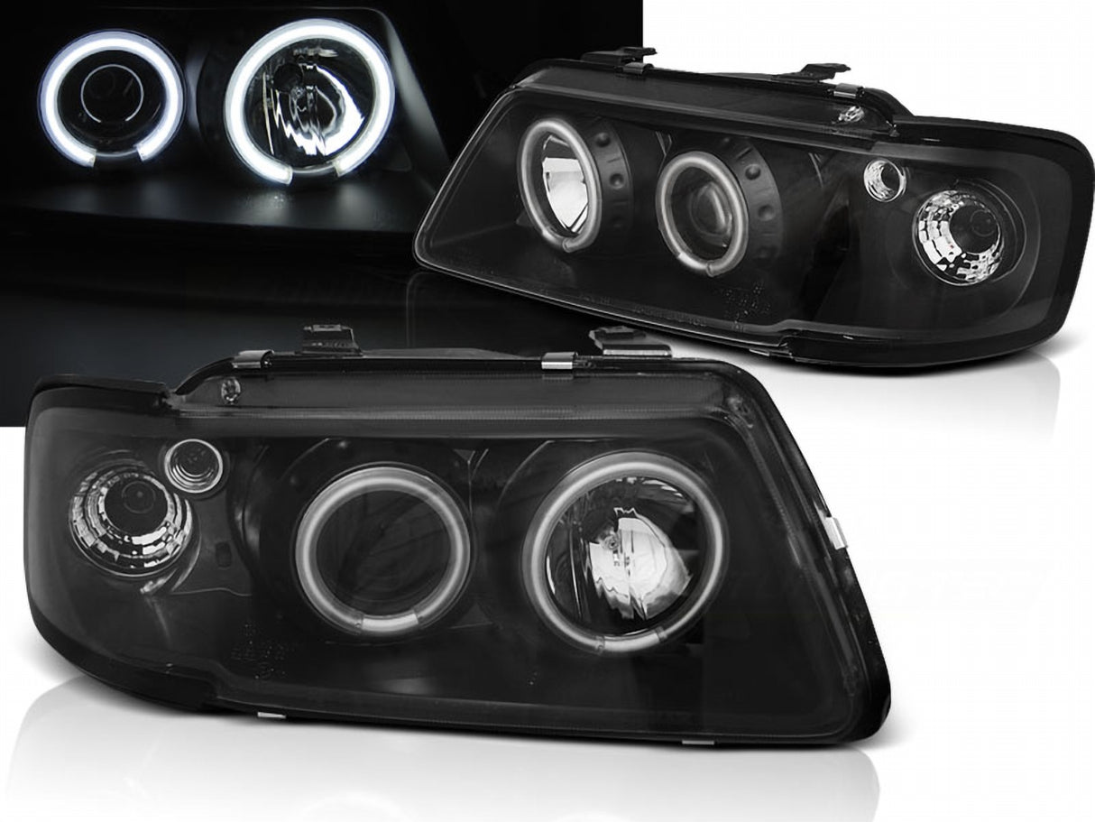 CCFL Angel Eyes Scheinwerfer Set in schwarz für Audi A3 8L 1996-2000