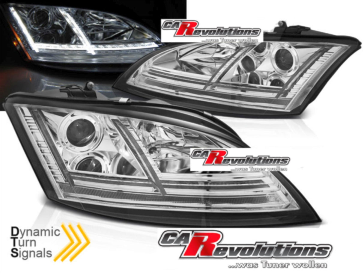 Led Scheinwerfer dynamische Blinker 8S Look chrom für Audi TT 8J 06-10