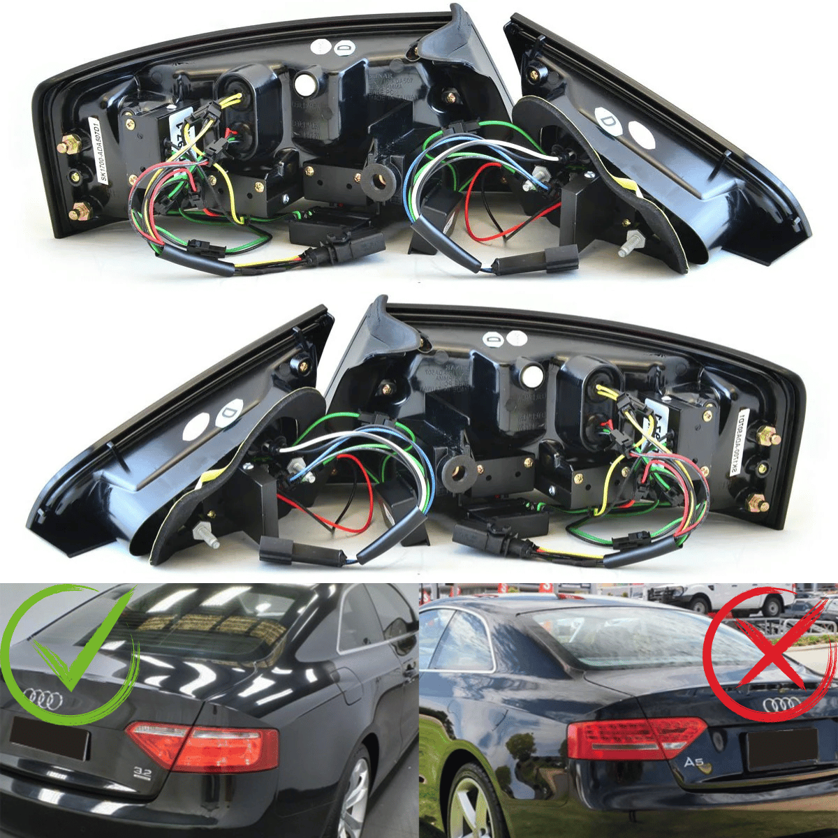 leuchten LED schwarz mit Kabelbaum, kompatibel mit 8T Coupe Cabrio für Audi A5 Rück