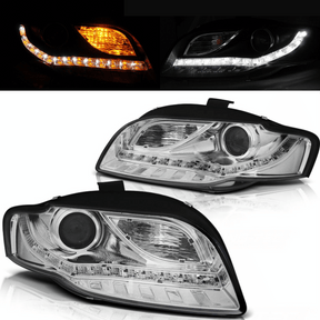 Scheinwerfer Chrom LED Standlicht Blinker Set für 2004-2008 Modelle für Audi A4 B7