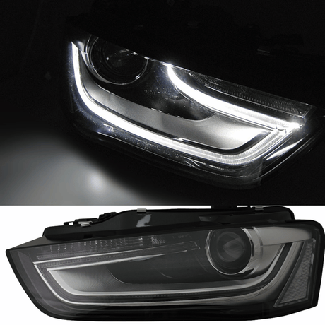 LED Scheinwerfer Set Schwarz für Audi A4 B8 2012–2015 mit Tagfahrlicht & LED Standlicht - CR Tuning