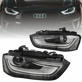 LED Scheinwerfer Set Schwarz Audi A4 B8 2012-2015 mit Tagfahrlicht und LED Standlicht