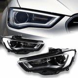LED LightTube Scheinwerfer Set Schwarz Audi A3 8V 2012–2016 mit LED Tagfahrlicht