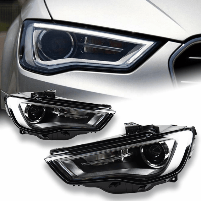 LED LightTube Scheinwerfer Set Schwarz Audi A3 8V 2012–2016 mit LED Tagfahrlicht