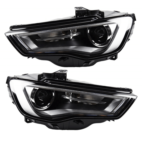 LED LightTube Scheinwerfer Set Schwarz für Audi A3 8V 2012–2016 mit LED Tagfahrlicht - CR Tuning