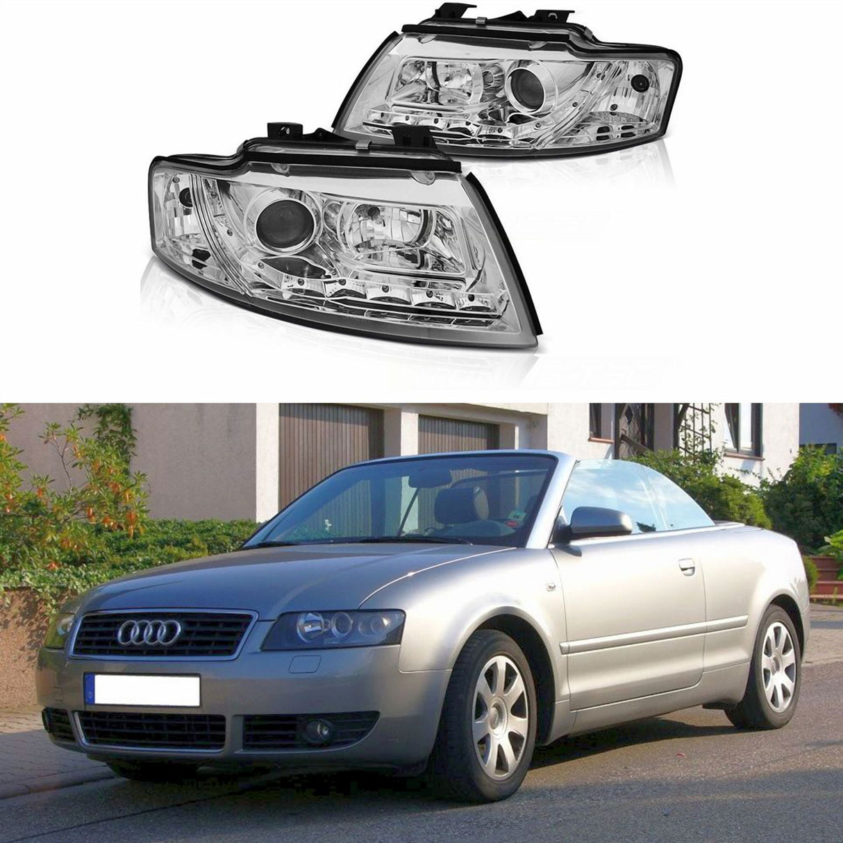 LED Scheinwerfer Set in chrom für Audi A4 8H B6 CABRIO 02-06