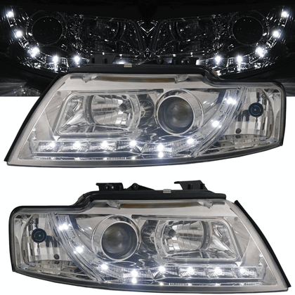 Scheinwerfer Set in chrom für Audi A4 8H B6 CABRIO 2002-2006 mit LED Standlicht