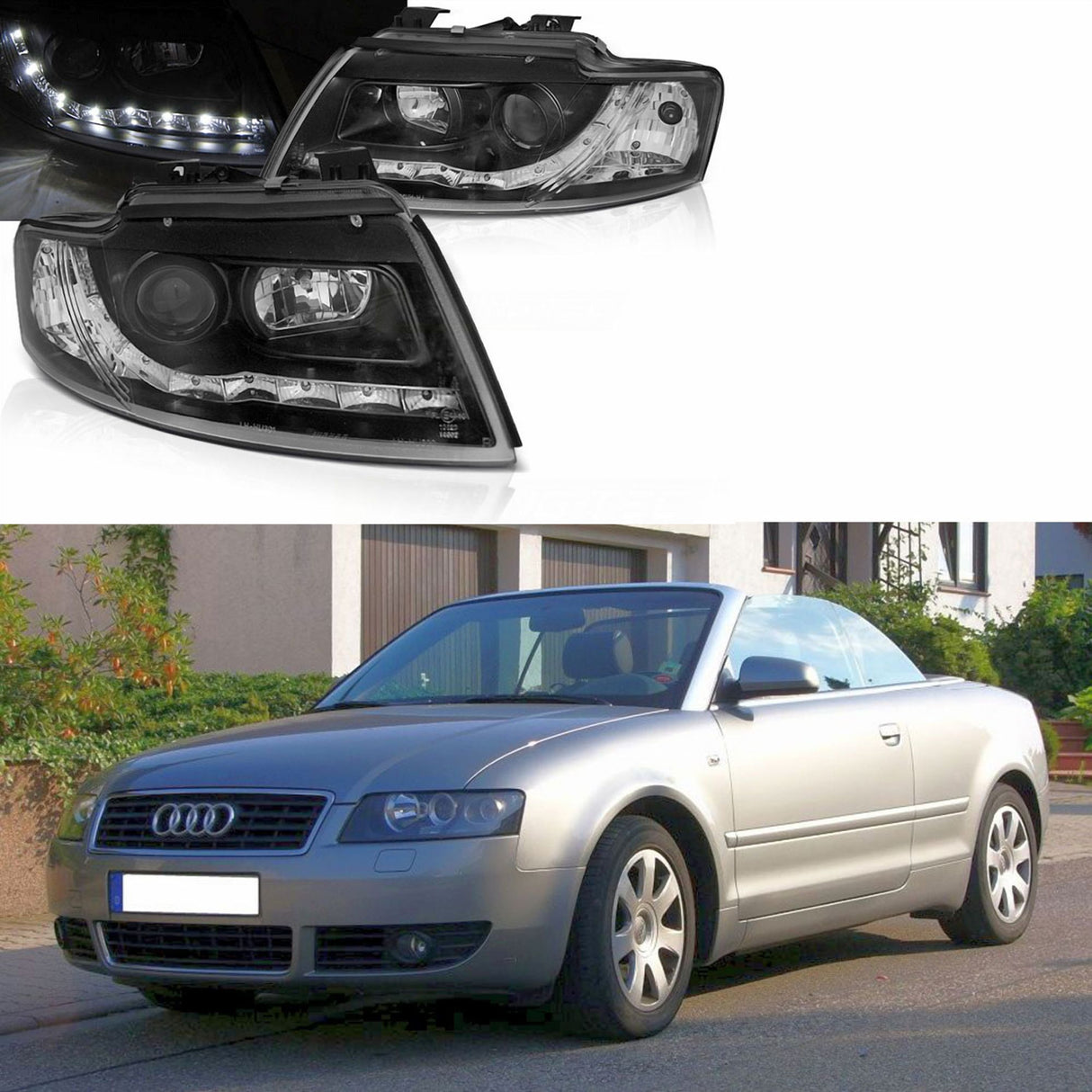 LED Scheinwerfer Set für Audi A4 8H B6 CABRIO in schwarz 02-06