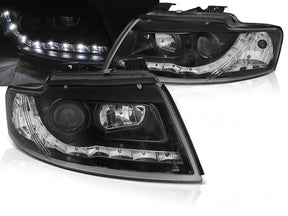 LED Scheinwerfer Set schwarz für Audi A4 8H B6 Cabrio 02-06 mit Tagfahrlicht-Optik