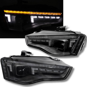 LED Scheinwerfer Set Schwarz mit dynamischen Blinkern und LED Tagfahrlicht für Audi A5 8T