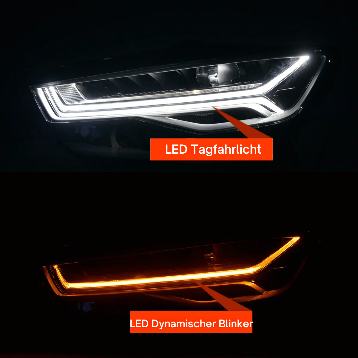 Voll LED Scheinwerfer Set für Audi A6 C7 2014–2018 mit Tagfahrlicht schwarz