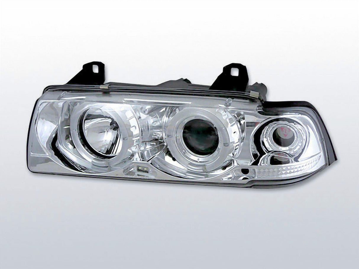 LED Angel Eyes Scheinwerfer chrom für BMW 3er Coupe Cabrio 12.1990-08.1999