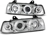 LED Angel Eyes Scheinwerfer chrom für BMW 3er Coupe Cabrio 12.1990-08.1999