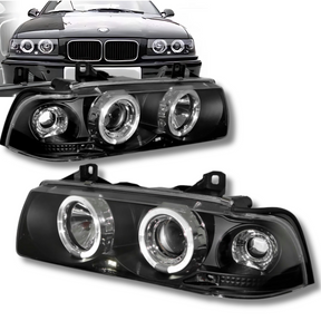 Scheinwerfer Set schwarz Angel Eyes 1990-1999 mit Ringen für BMW E36 Coupe Cabrio