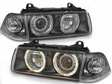 Scheinwerfer für BMW E36 Limousine 1992-1998 Angel Eyes schwarz