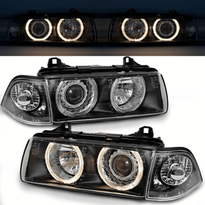 Angel Eyes Scheinwerfer Set schwarz für BMW 3er E36 Limousine Touring 1990-1999