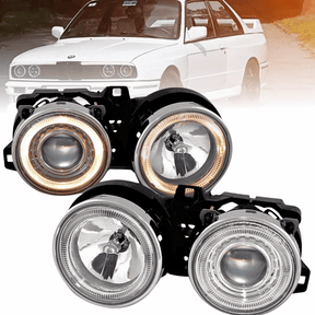 Scheinwerfer chrom Angel Eyes 09.87-10.90, LED Tagfahrlicht Ringe für BMW E30