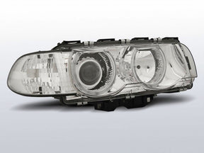 Angel Eyes Scheinwerfer Set chrom für BMW E38 H7/H7, Tuning Scheinwerfer mit Ringbeleuchtung