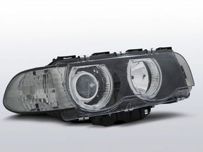 Schwarze Angel Eyes Scheinwerfer H7/H7 für BMW E38 09.98-07.2001 im Set