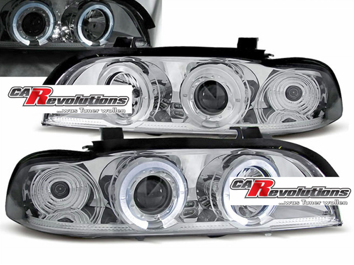 LED Angel Eyes Scheinwerfer Set in chrom für BMW E39 09.95-05.2003
