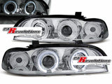 LED Angel Eyes Scheinwerfer Set in chrom für BMW E39 09.95-05.2003