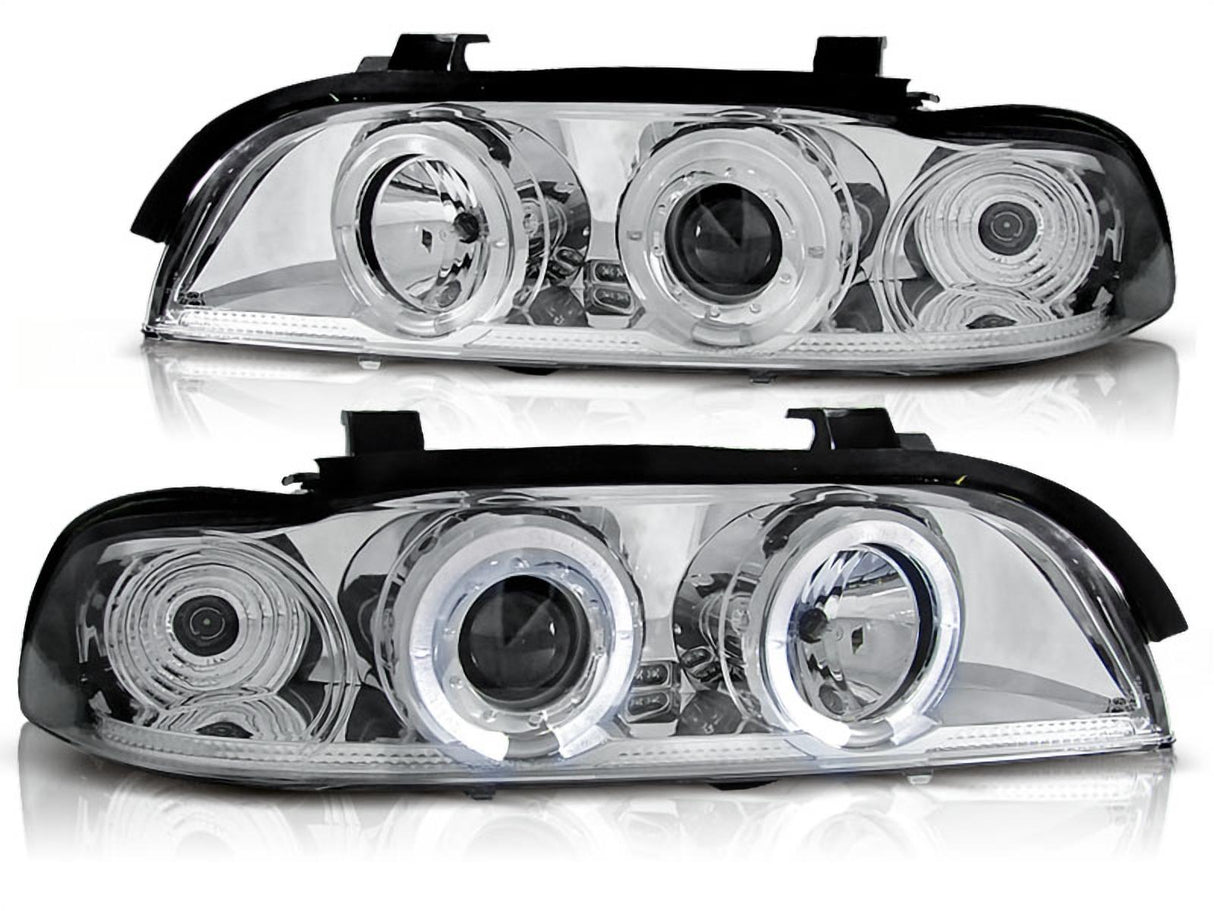 LED Angel Eyes Scheinwerfer Set in chrom für BMW E39 09.95-05.2003