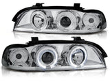 LED Angel Eyes Scheinwerfer Set in chrom für BMW E39 09.95-05.2003