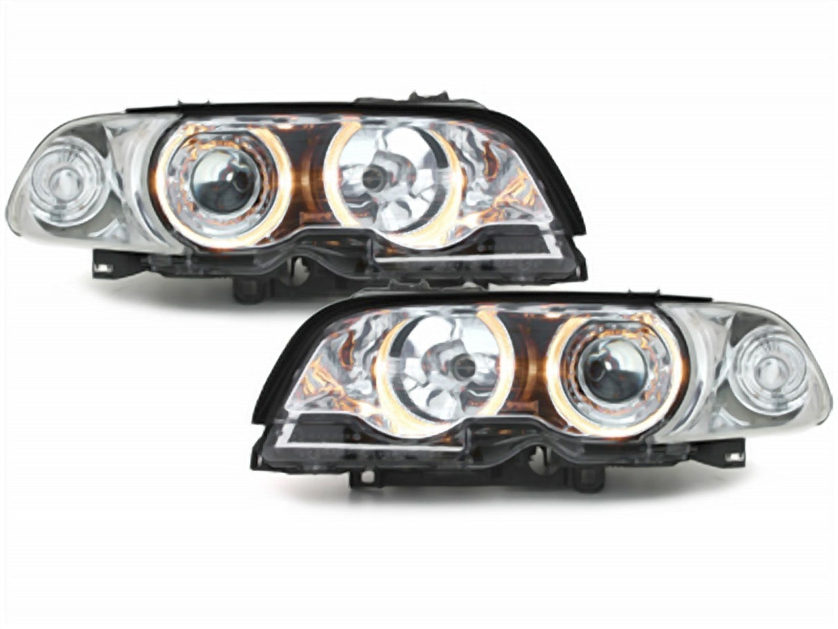 Scheinwerfer Set für BMW E46 Coupé 1998-2002 Angel Eyes chrom