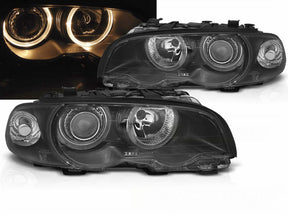 Scheinwerfer Set schwarz Angel Eyes mit LED Ringen für BMW E46 Coupe Cabrio