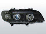 Halogen Angel Eyes Scheinwerfer Set in schwarz für BMW X5 E53 09.1999-10.2003