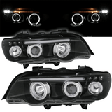 Halogen Angel Eyes Scheinwerfer Set in schwarz für BMW X5 E53 09.1999-10.2003
