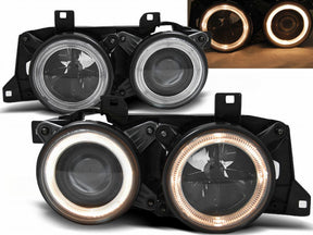 Angel Eyes Scheinwerfer schwarz für BMW E32/34 5/7er 88-92 mit LED-Standlichtringen