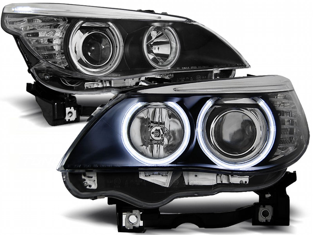 CCFL Angel Eyes Scheinwerfer Set in schwarz für BMW E60/E61 03-07