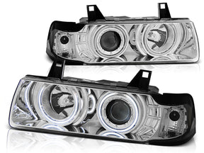 Chrom CCFL Angel Eyes Scheinwerfer Set für BMW E36 1990-1999, Tuning Scheinwerfer