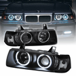 CCFL Angel Eyes Scheinwerfer schwarz für BMW 3er E36 Coupe Cabrio, LED Ringe