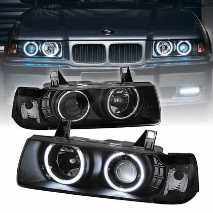 CCFL Angel Eyes Scheinwerfer Set in schwarz für BMW 3er E36 Coupe Cabrio