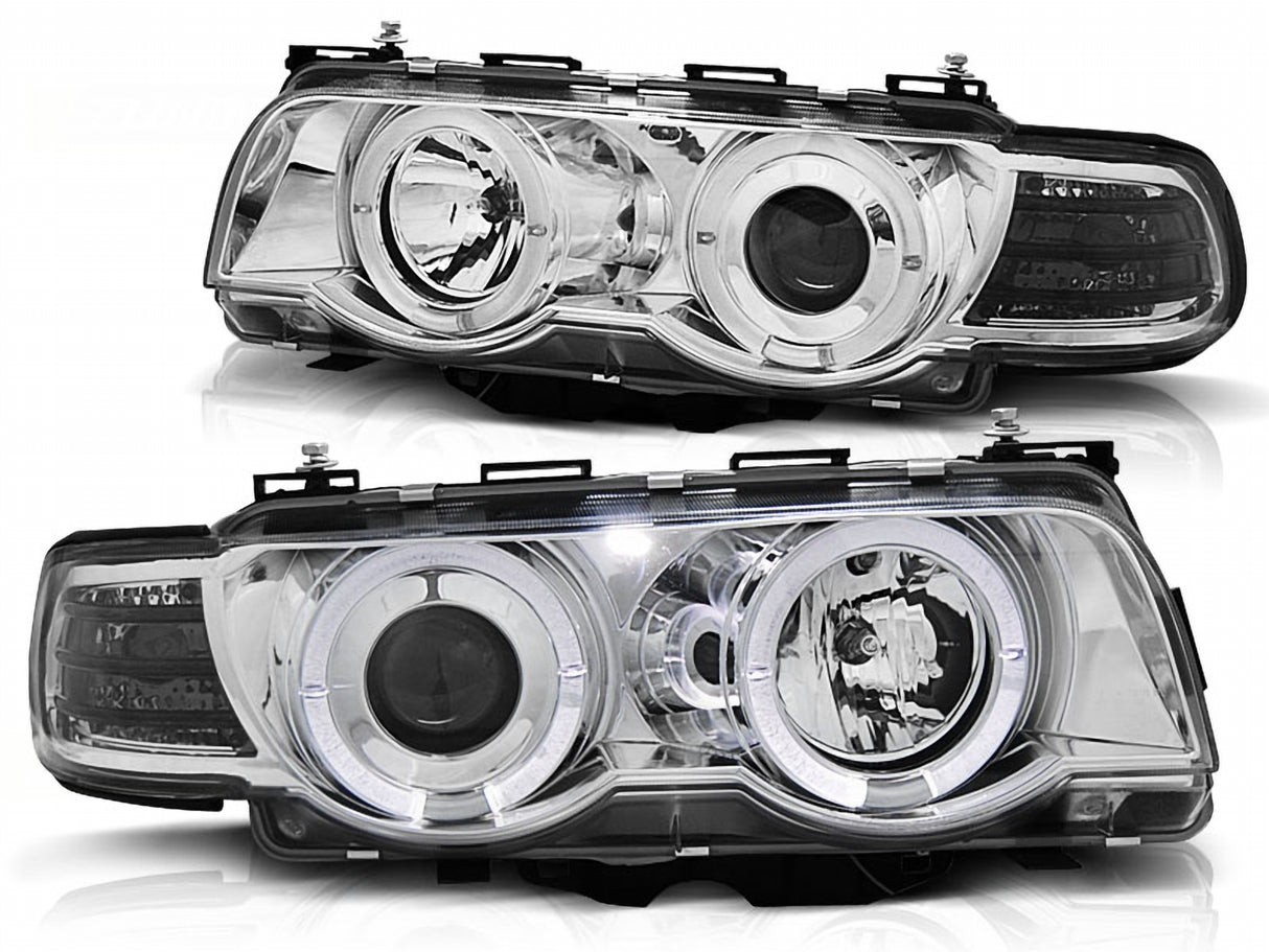 Angel Eyes Xenon Scheinwerfer Set in Chrom für BMW 7er E38 09.1998-07.2001