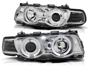 Chrom Angel Eyes Xenon Scheinwerfer Set für BMW 7er E38 mit Ringen und LED-Blinkern