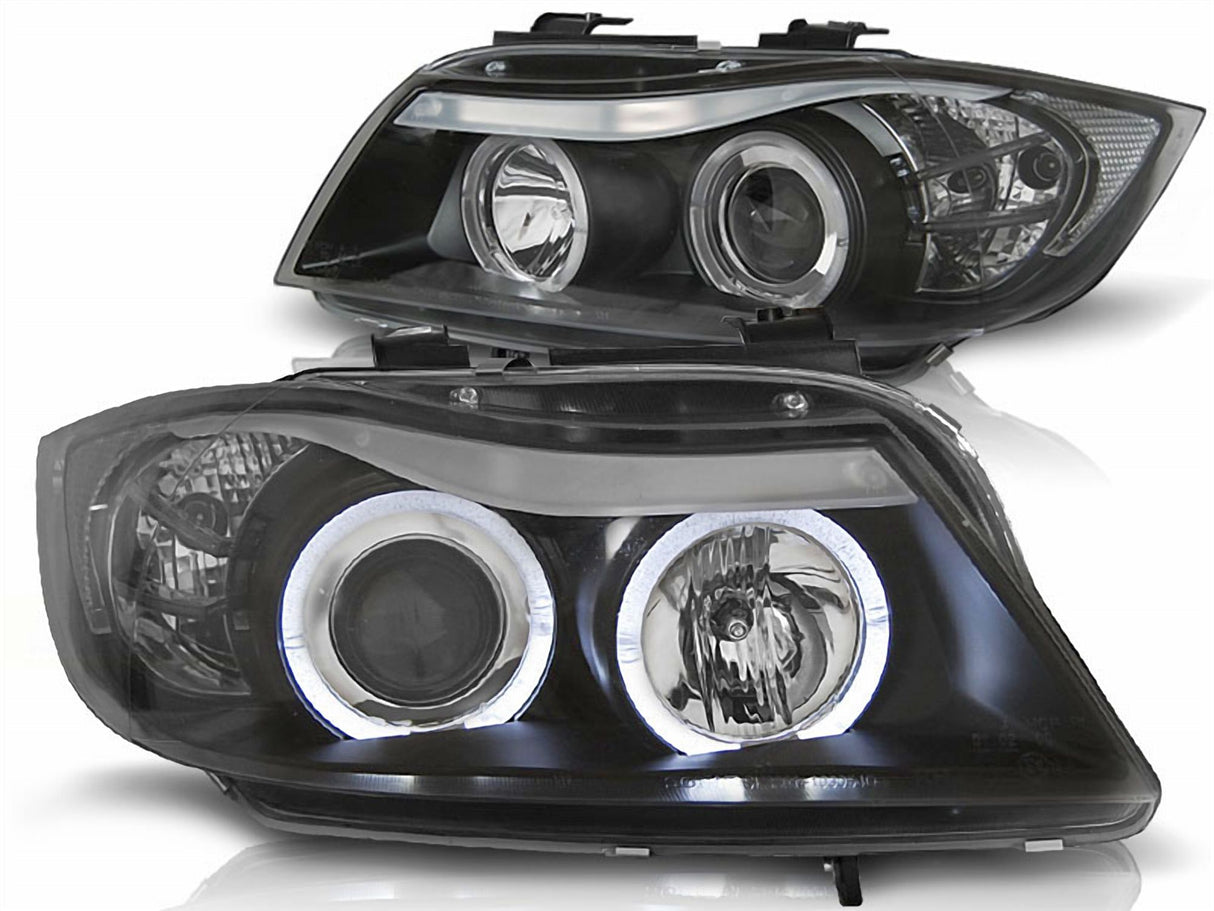 LED Angel Eyes Scheinwerfer Set für BMW E90/E91 3er 2005-09.2008 schwarz